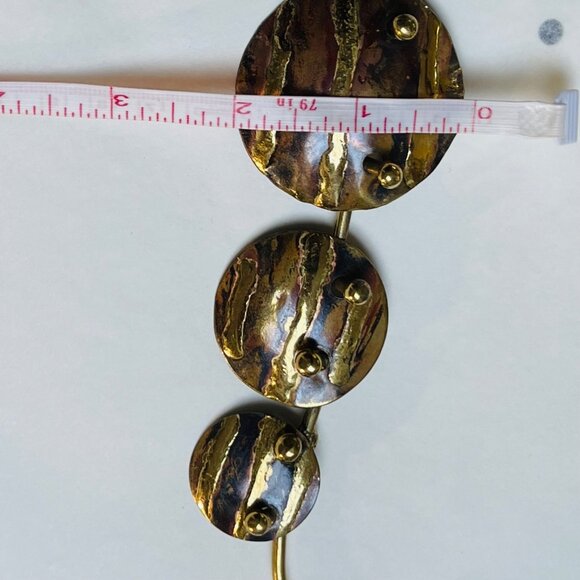 Vintage Artisan Abstract Brutalist Necklace Modernist Round Gold Tone Statement - Picture 6 of 6